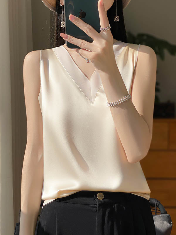V-Neck Sleeveless Relaxed Vest