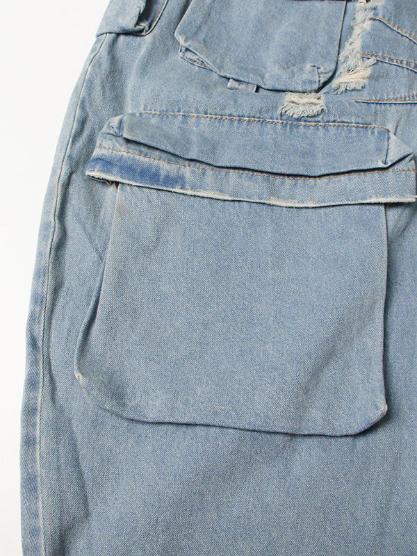 Wide-Leg High-Waist Button-Detail Pocket Jumpsuit