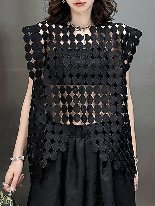 Round-Neck Asymmetric Cut-Out Relaxed Vest
