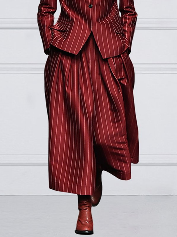 Striped Wide-Leg Relaxed Pants
