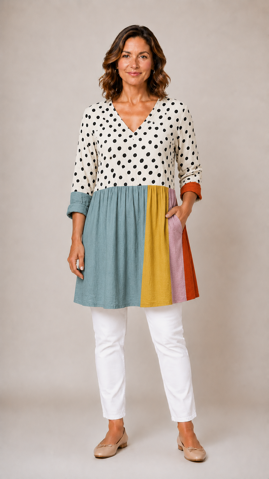 Jacqueline | Long V-Neck Blouse