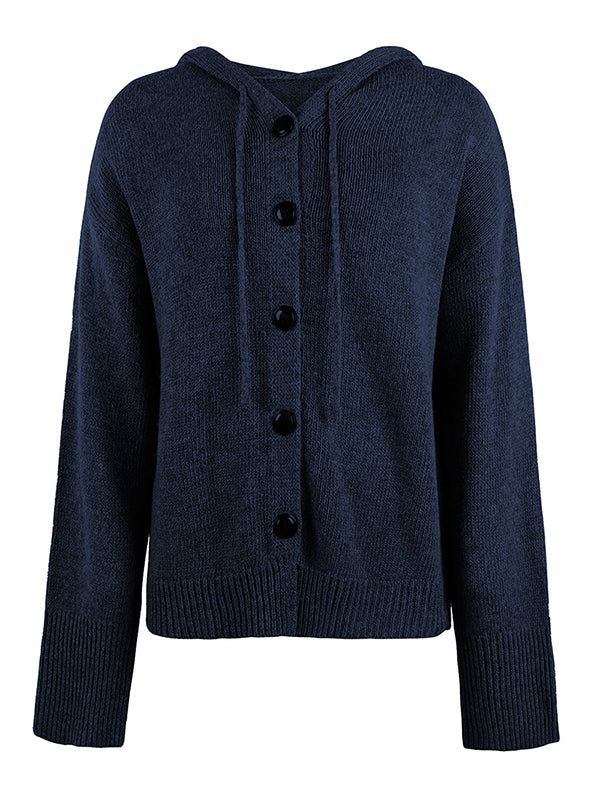 Hooded Button-Detail Cardigan