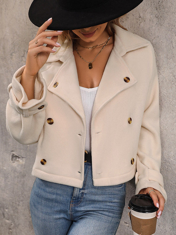 Notch-Collar Button-Detail Long-Sleeve Relaxed Jacket