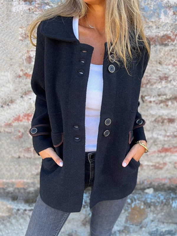 Button-Detail Long-Sleeve Relaxed Jacket