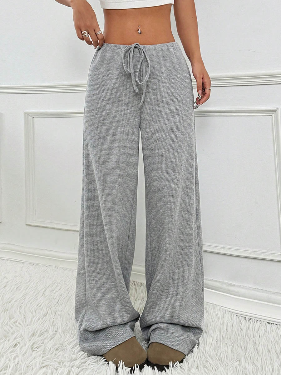 Striped High-Waist Drawstring Contrast Pants