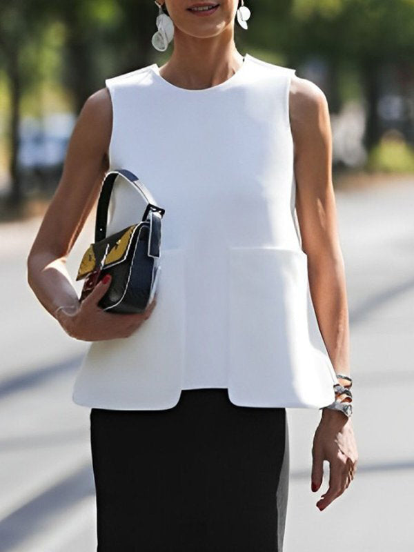 Round-Neck A-Line Relaxed Vest