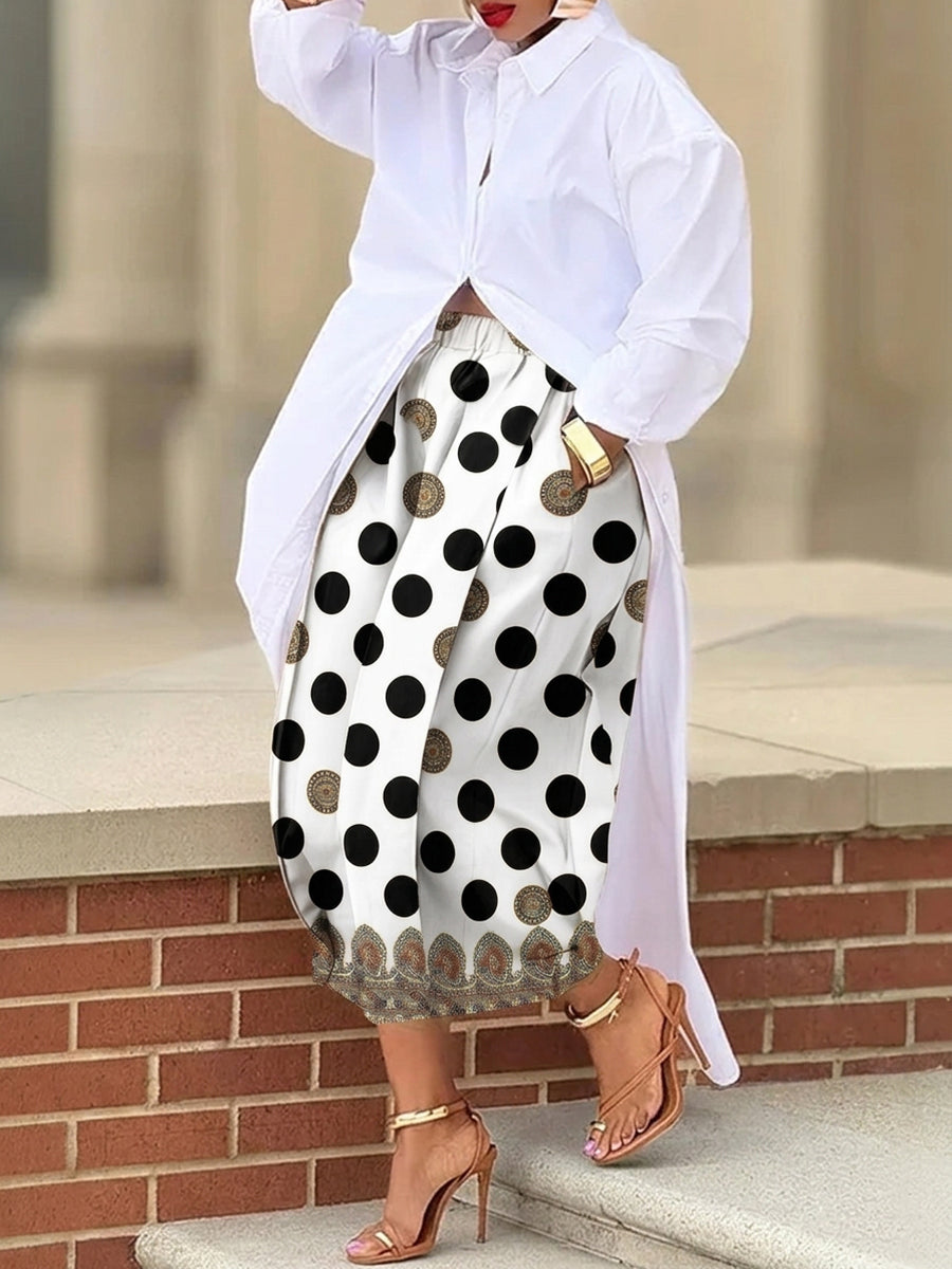 Printed Wide-Leg High-Waist Pocket Pants