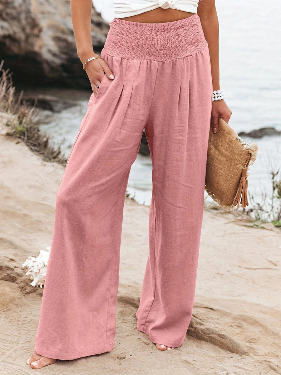 High-Waist Pleated Pocket Pants