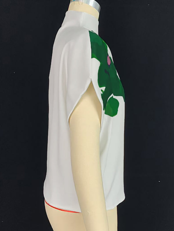 Floral Asymmetric Sleeveless Relaxed Vest