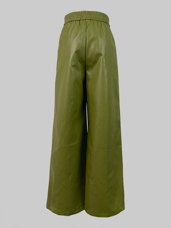 Wide-Leg Pleated Pocket Relaxed Pants