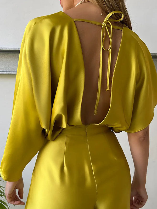 V-Neck Asymmetric Jumpsuit