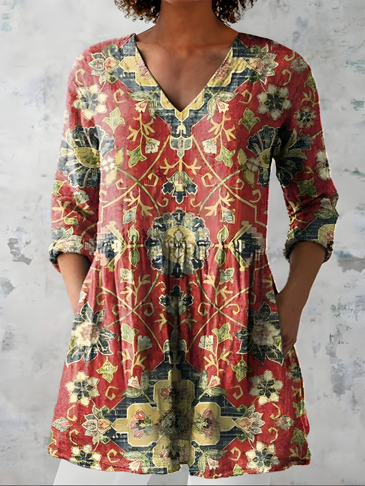 Amoura | Long V-Neck Blouse