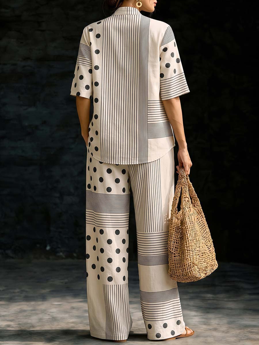 Striped Wide-Leg Pocket Relaxed Pants