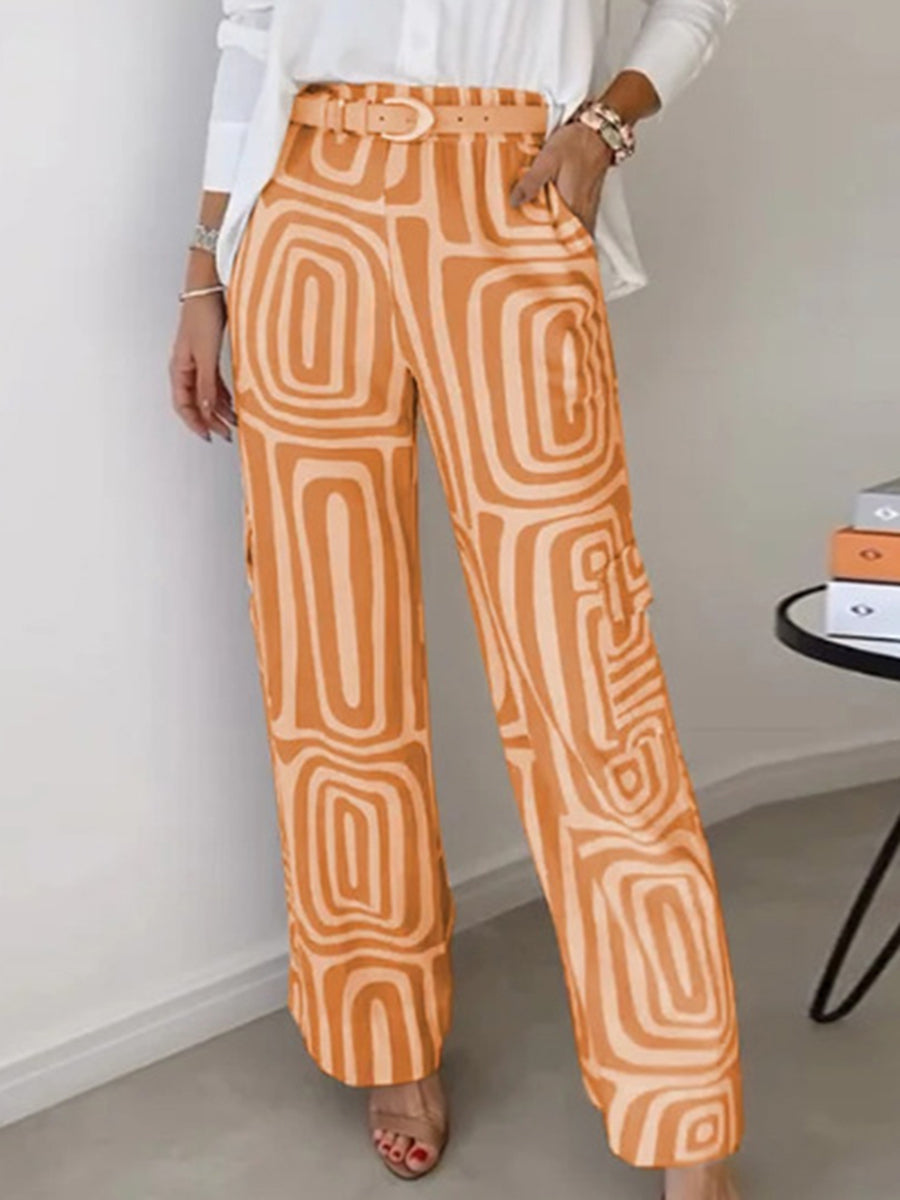 Printed Wide-Leg High-Waist Pocket Belt