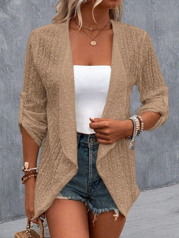 Button-Detail Long-Sleeve Cut-Out Relaxed Jacket