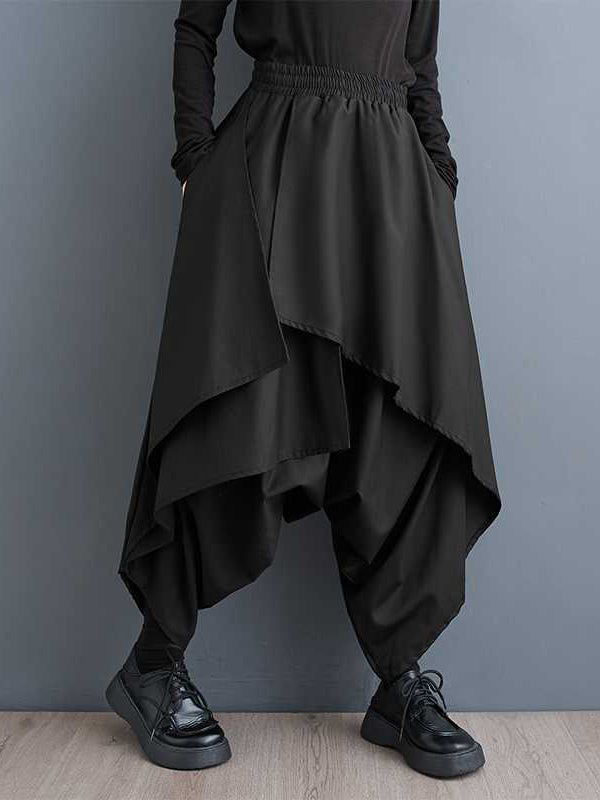 High-Waist Asymmetric Elastic Relaxed Culottes