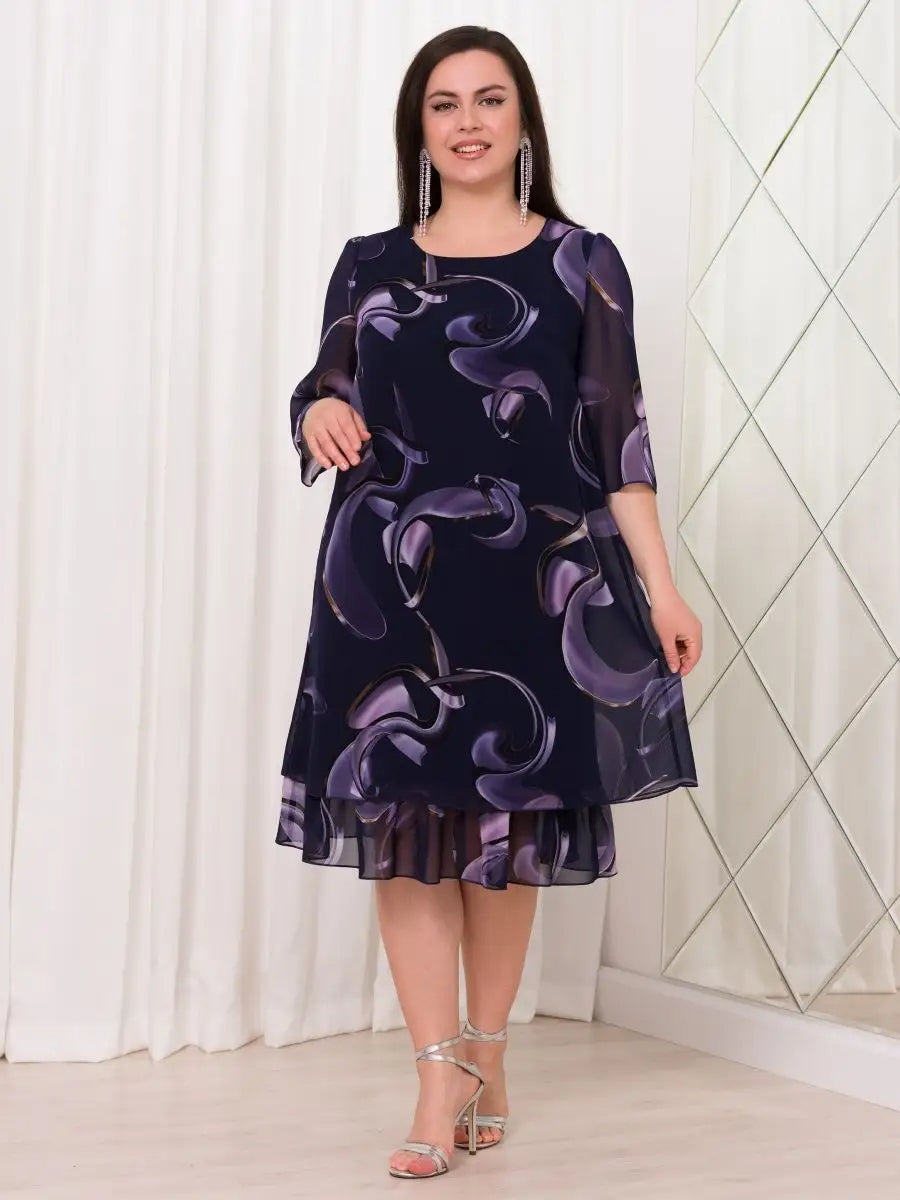 Emma | Midnight Swirl Chiffon Dress