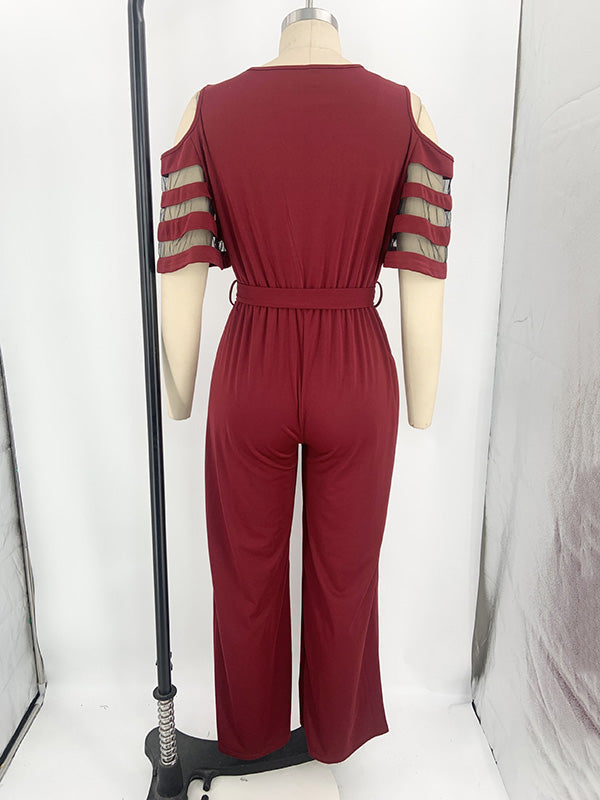 High-Waist V-Neck Cut-Out Relaxed Jumpsuit
