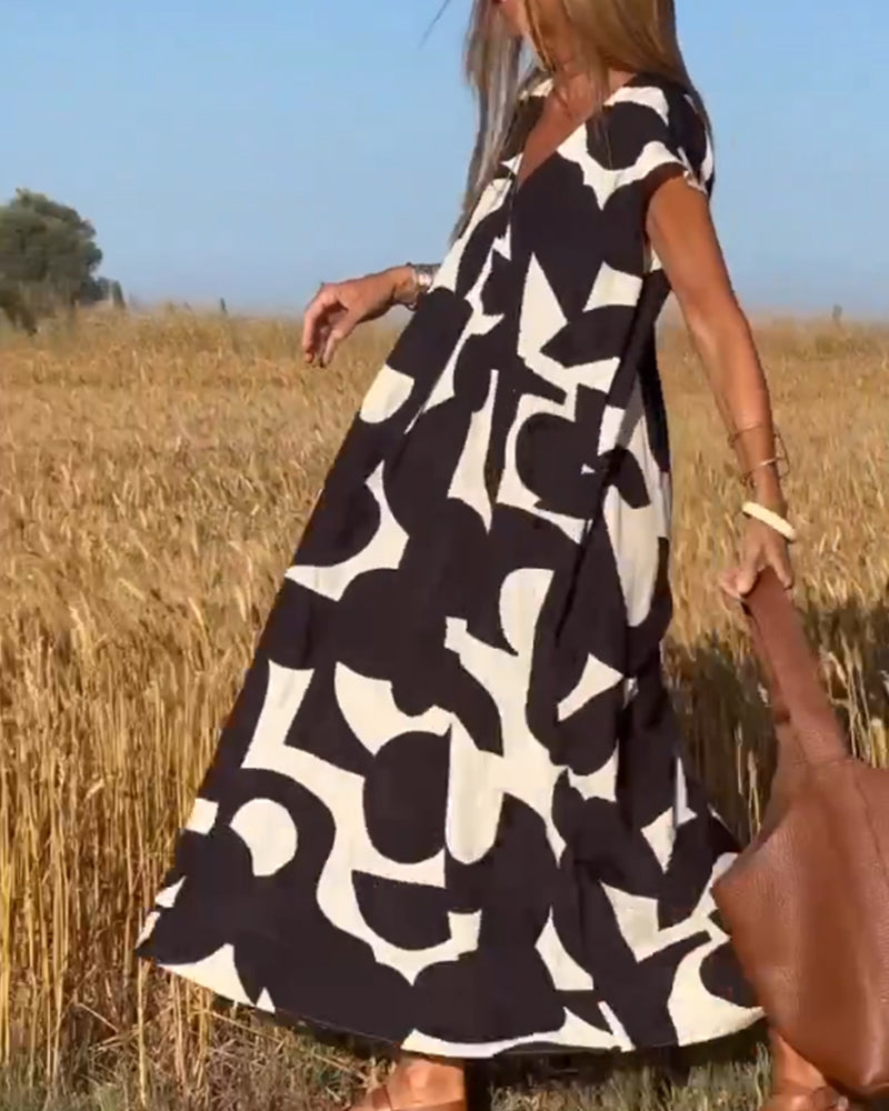 Victoria | V-Neck Printed Dress