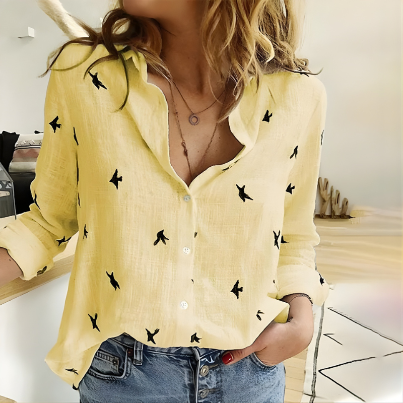Leah | Cotton Long Sleeve Blouse