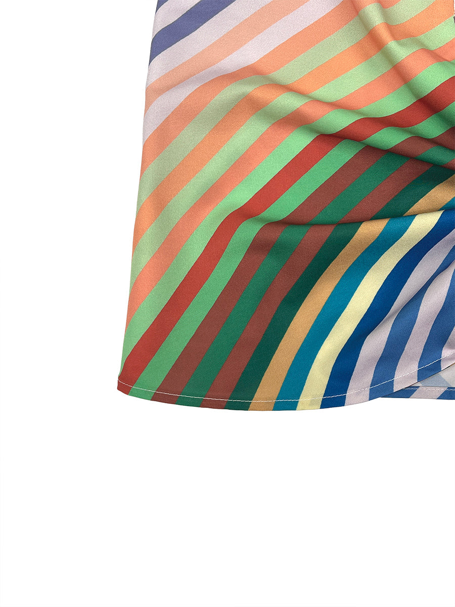 Striped Halter-Neck Open-Back Sleeveless Vest