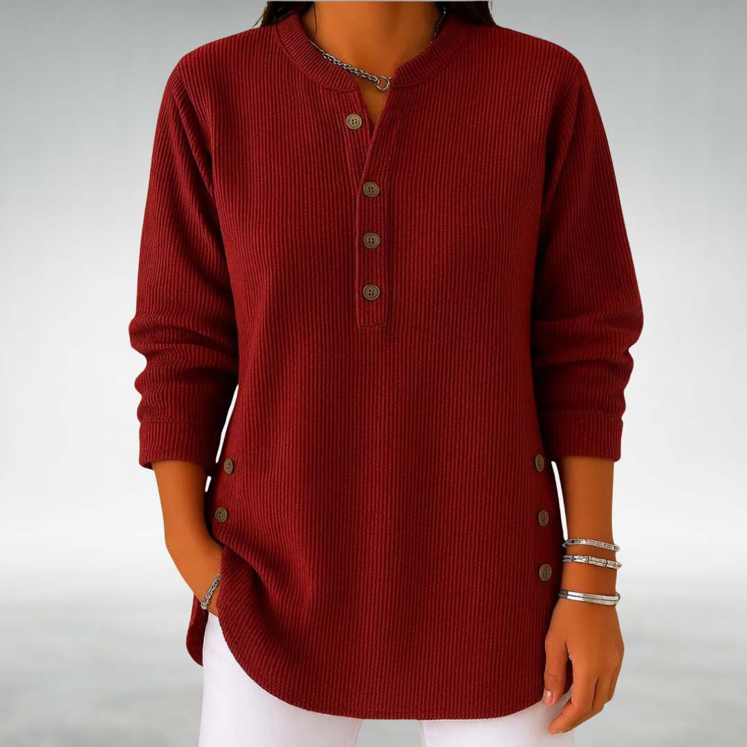 Lilian | Retro Corduroy V-Neck Top