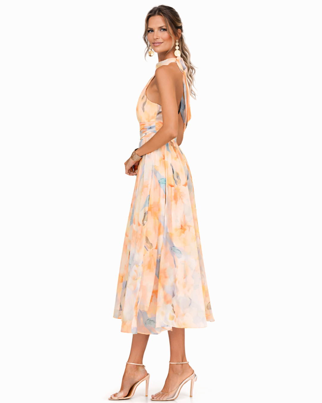 Luciana | Watercolor Halter Maxi Dress