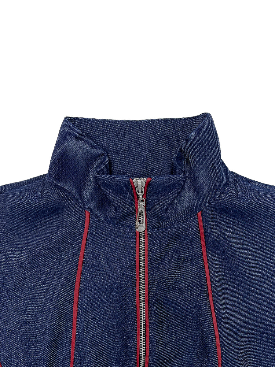 High-Waist Stand-Collar Zip Pocket Jumpsuit
