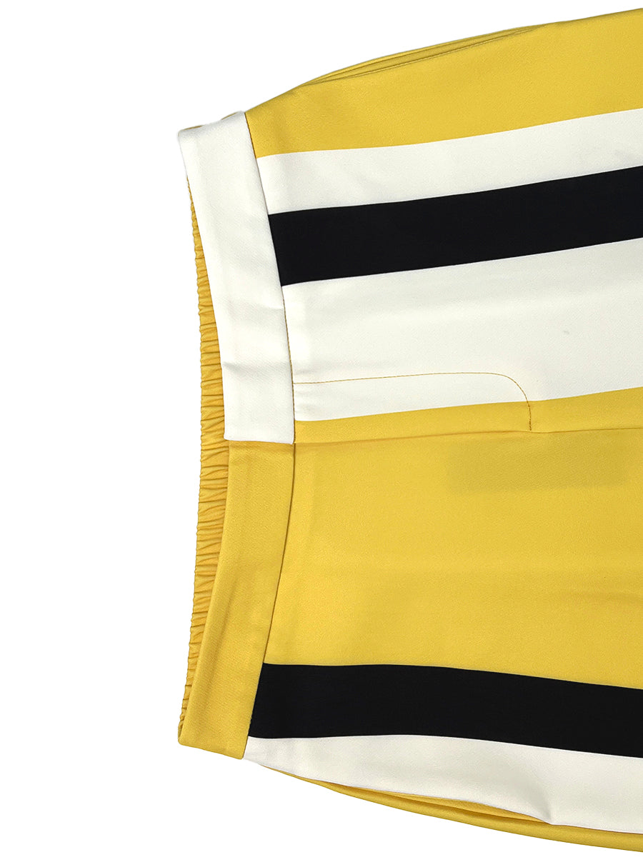 Striped High-Waist Pocket Contrast Pants