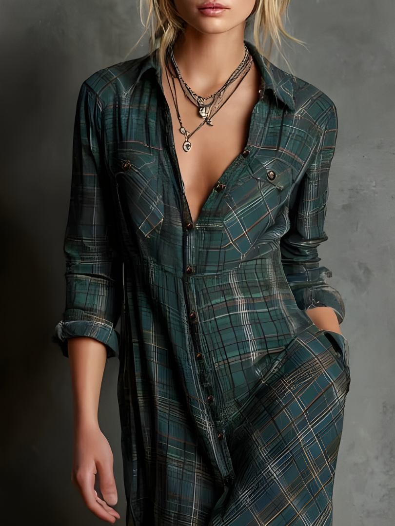 Cassandra | Plaid Maxi Dress