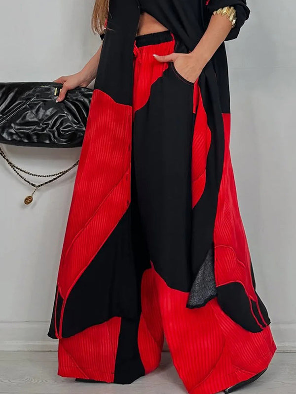 Floral Wide-Leg High-Waist Drawstring Pants