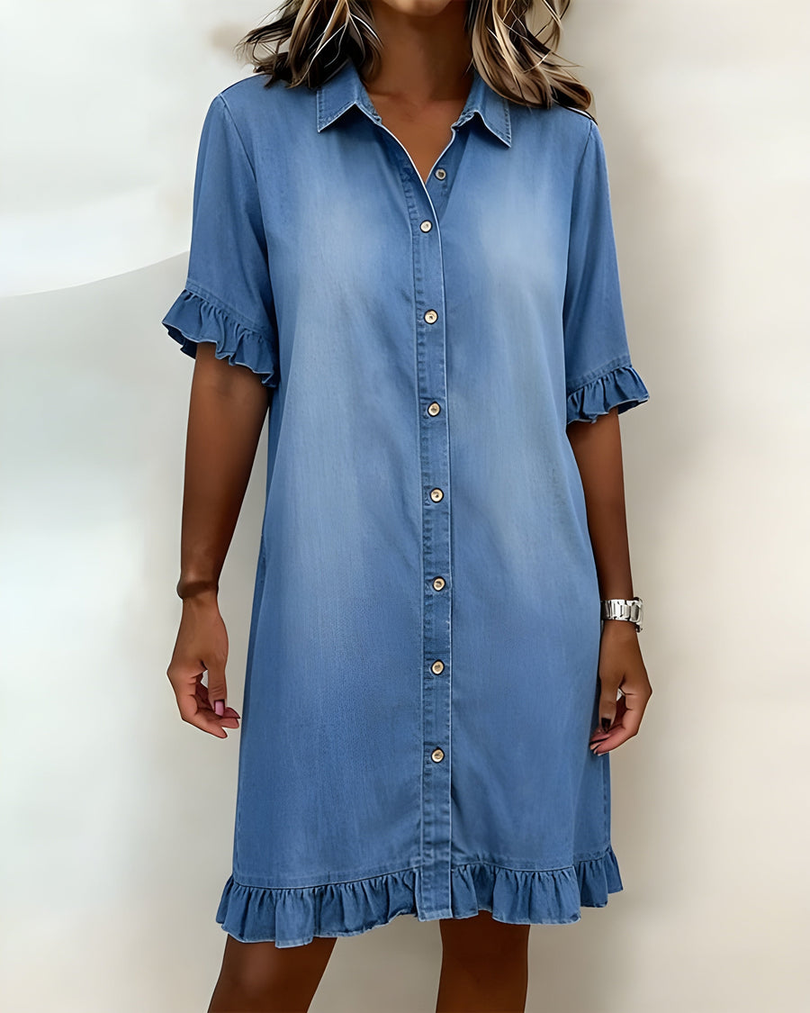 Katie | Effortlessly Ruched Denim Dress