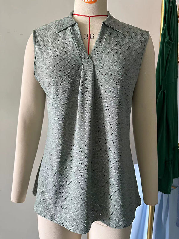 Pleated Sleeveless Relaxed Vest