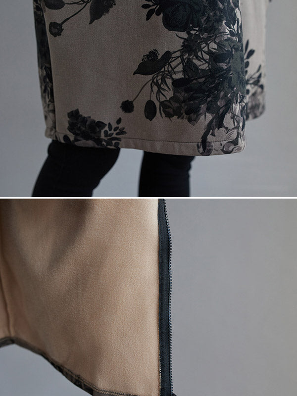 Floral Hooded Long-Sleeve Relaxed Jacket