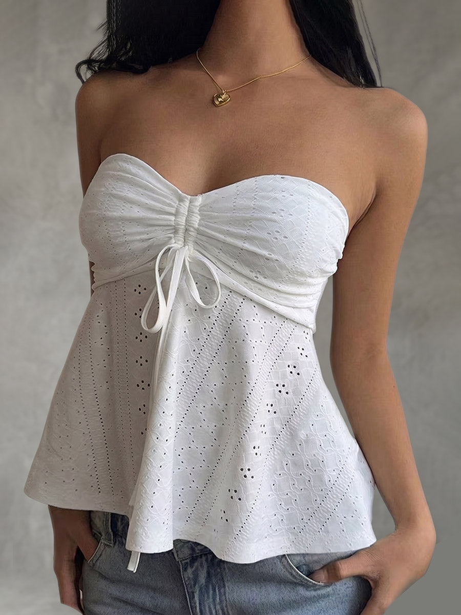 Pleated Open-Back Sleeveless Cut-Out Vest