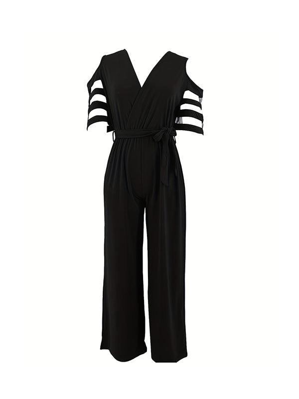 High-Waist V-Neck Cut-Out Relaxed Jumpsuit