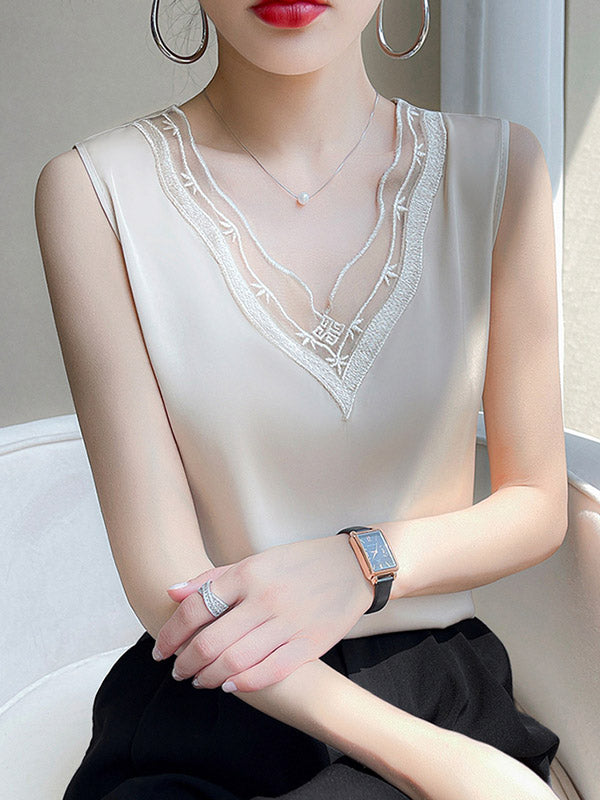V-Neck Sleeveless Relaxed Vest