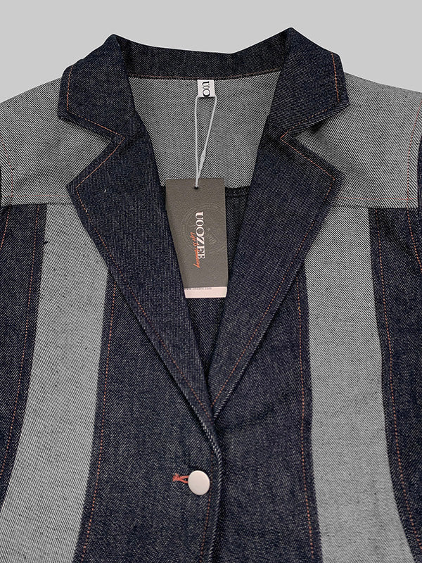 V-Neck Long-Sleeve Relaxed Contrast Jacket