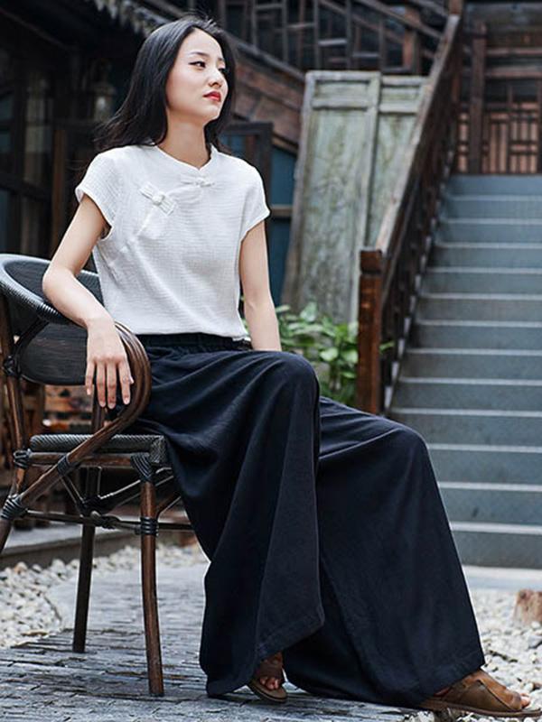 Linen Wide-Leg Relaxed Pants