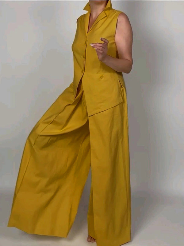 Button-Detail Sleeveless Vest