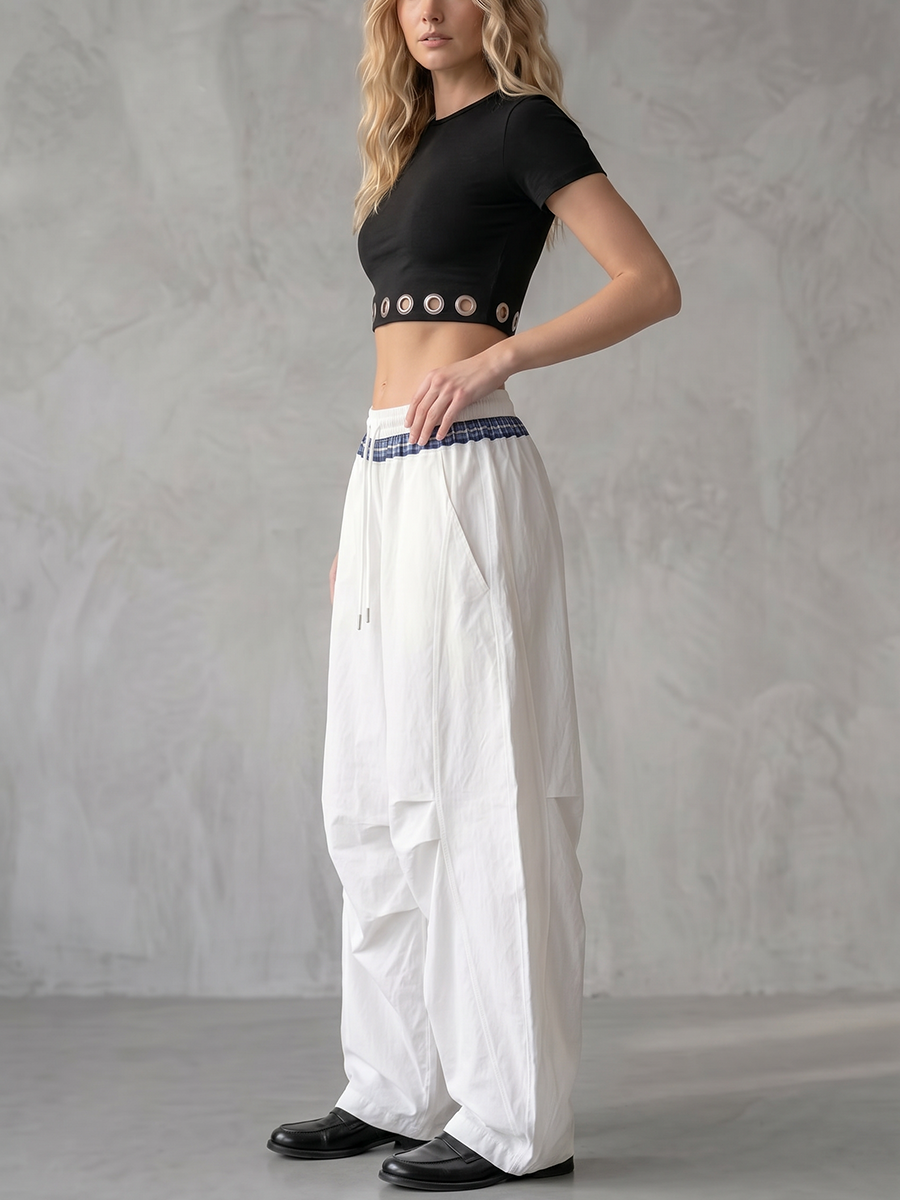 Wide-Leg Drawstring Pocket Relaxed Pants
