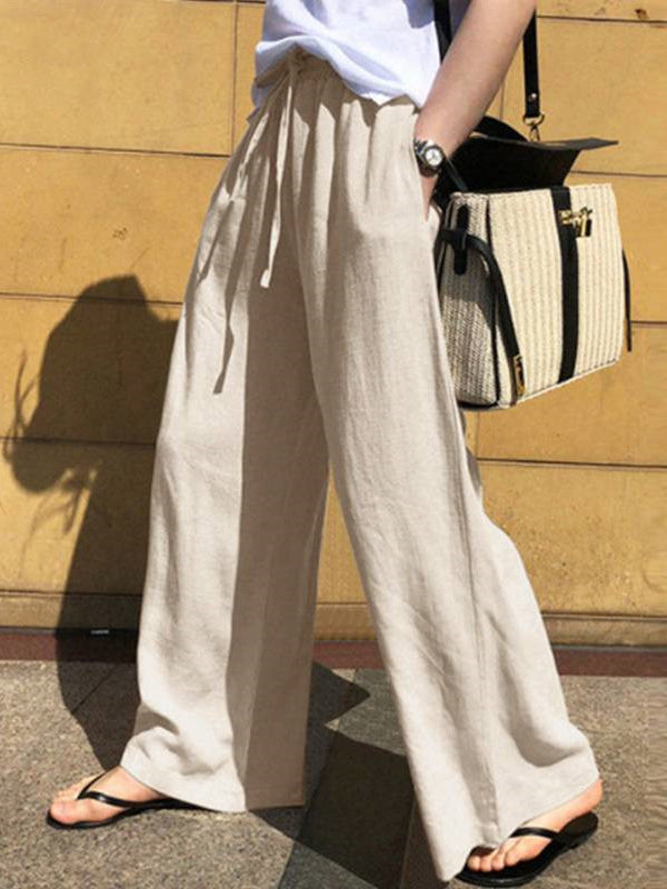 High-Waist Drawstring Pocket Relaxed Pants