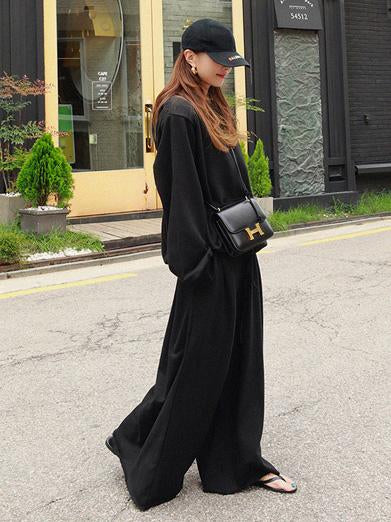 Wide-Leg Elastic Relaxed Pants