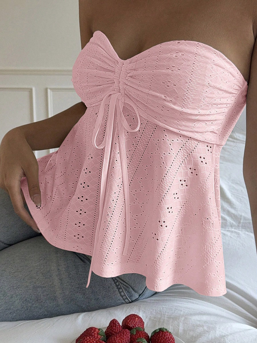 Pleated Open-Back Sleeveless Cut-Out Vest