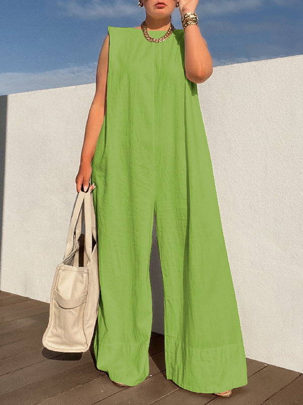 Wide-Leg Sleeveless Jumpsuit