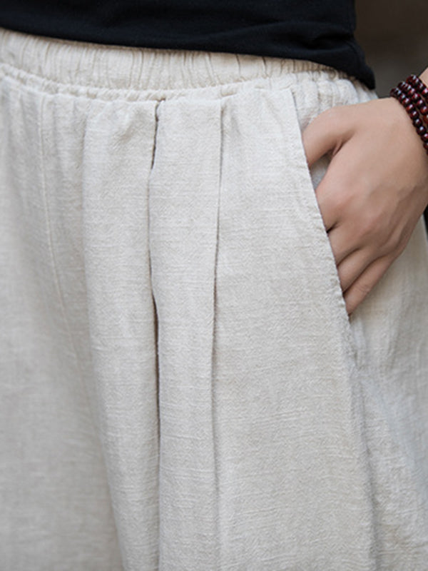Wide-Leg Elastic Pants