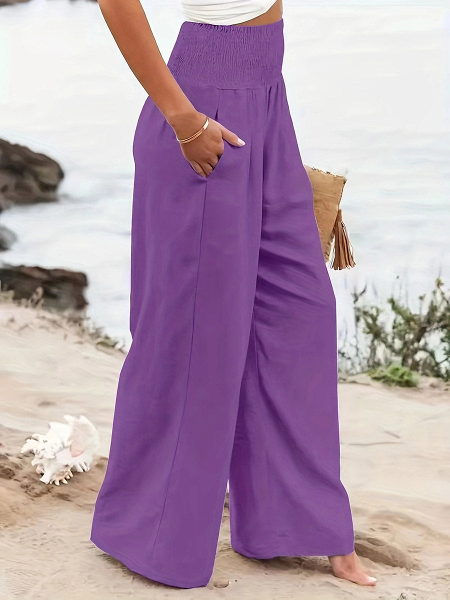 High-Waist Pleated Pocket Pants