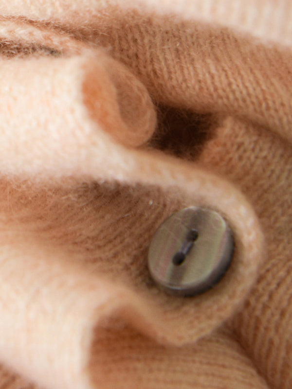 Knit Round-Neck Button-Detail Long-Sleeve Cardigan