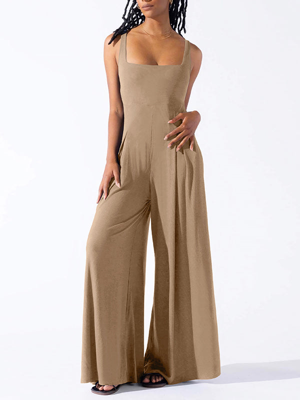 Pleated Sleeveless Relaxed Jumpsuit