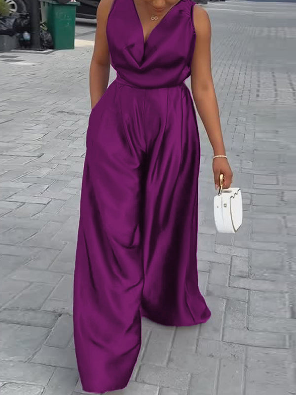 V-Neck Sleeveless Relaxed Jumpsuit